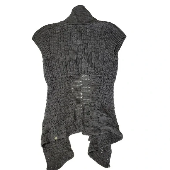 Pure Women's Hand Knit Open Front Cardigan Sweater Dark Gray Size XS - Picture 2 of 12